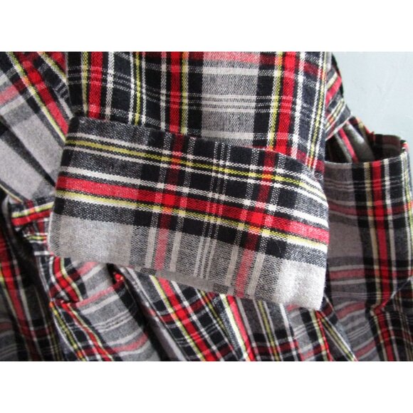 Vintage 1940s Sears Pilgrim Plaid Robe Mens M Cozy Wool Flannel Snap On Belt GUC - Picture 5 of 16